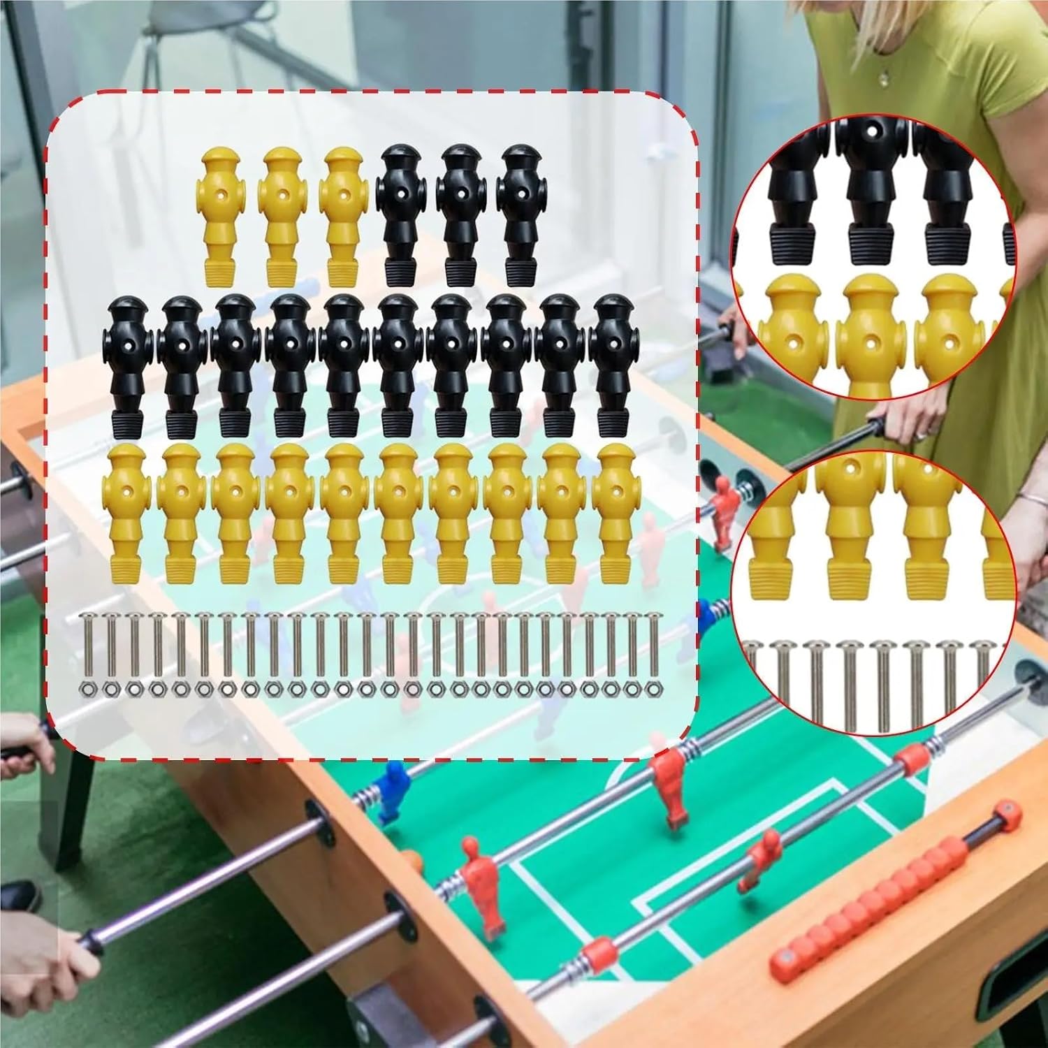Foosball Replacement Players 26 Pieces Table Soccer Men Players Components Football Accessories Game Toys Repair Parts for Tournament Foosball
