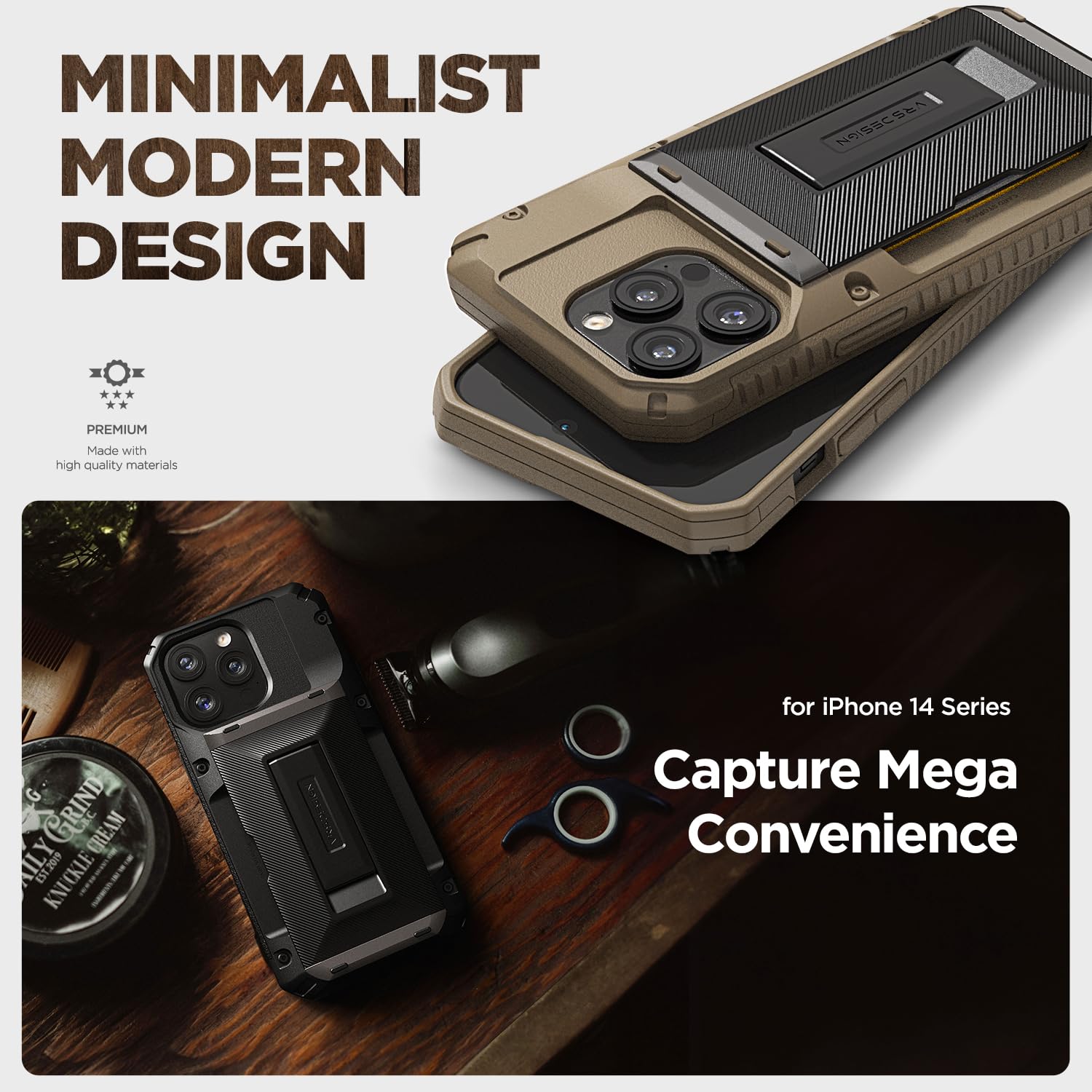 VRS DESIGN Damda Glide Hybrid para iPhone 14 Pro Max, funda funcional resistente compatible con iPhone 14 Pro Max (2022)