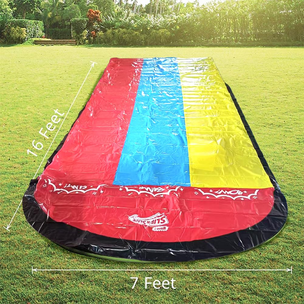 Scivolo d'Acqua Triplo Racer 480x210CM, Scivolo Acquatico Giardino con Irrigatore e 3 Tavole Gonfiabili, per Bambini Adulti