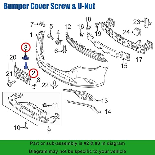 Miniatura 3 de OAUTOO 10 juegos Fender Liner Cubierta de parachoques Tornillo protector contra salpicaduras y tuerca en U para Mazda B455-56-135, 9CF6-00-516B