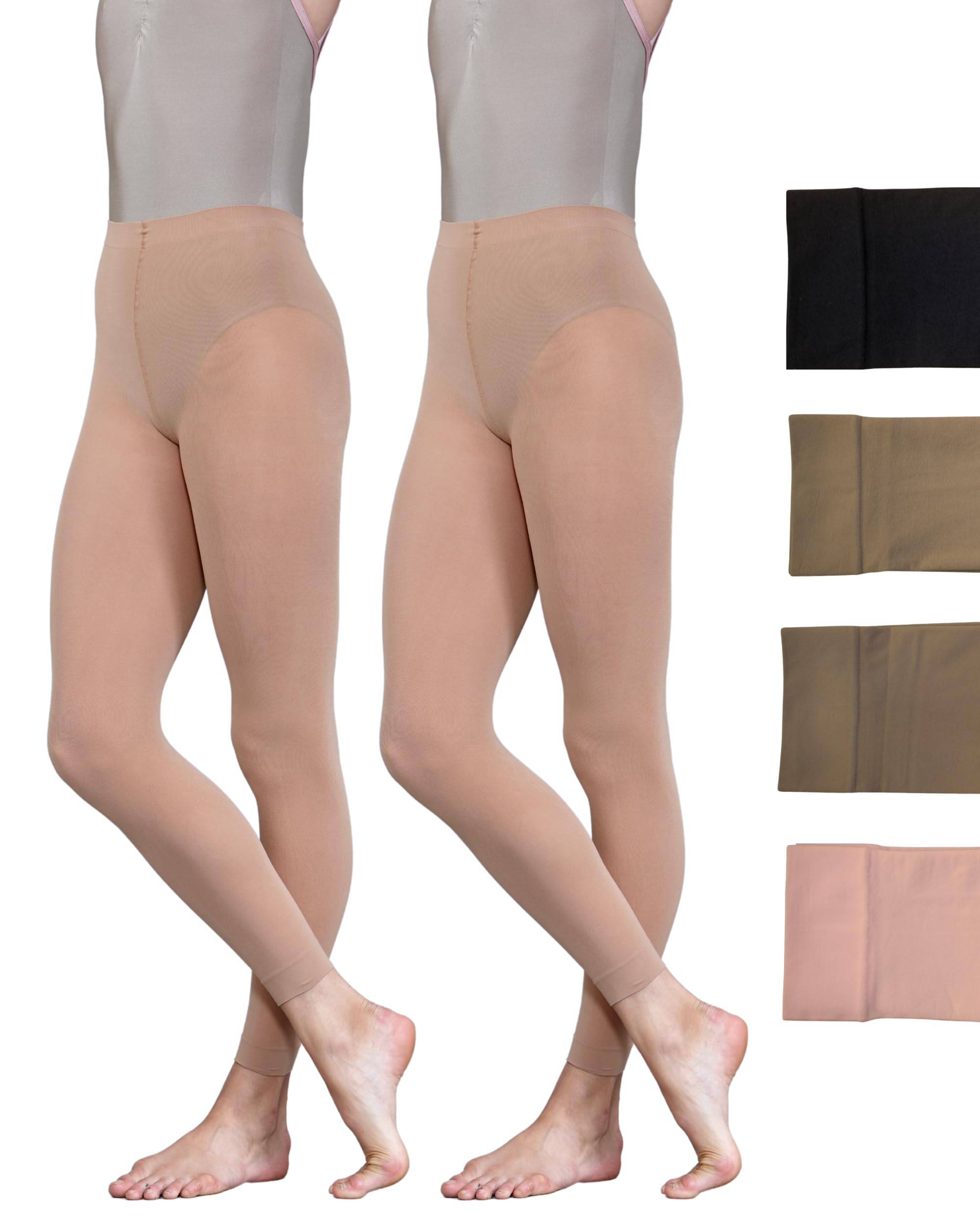 Silky Dance Women's Tan 2 Pairs Dance Ballet Footless Tights (Large) (Tan)