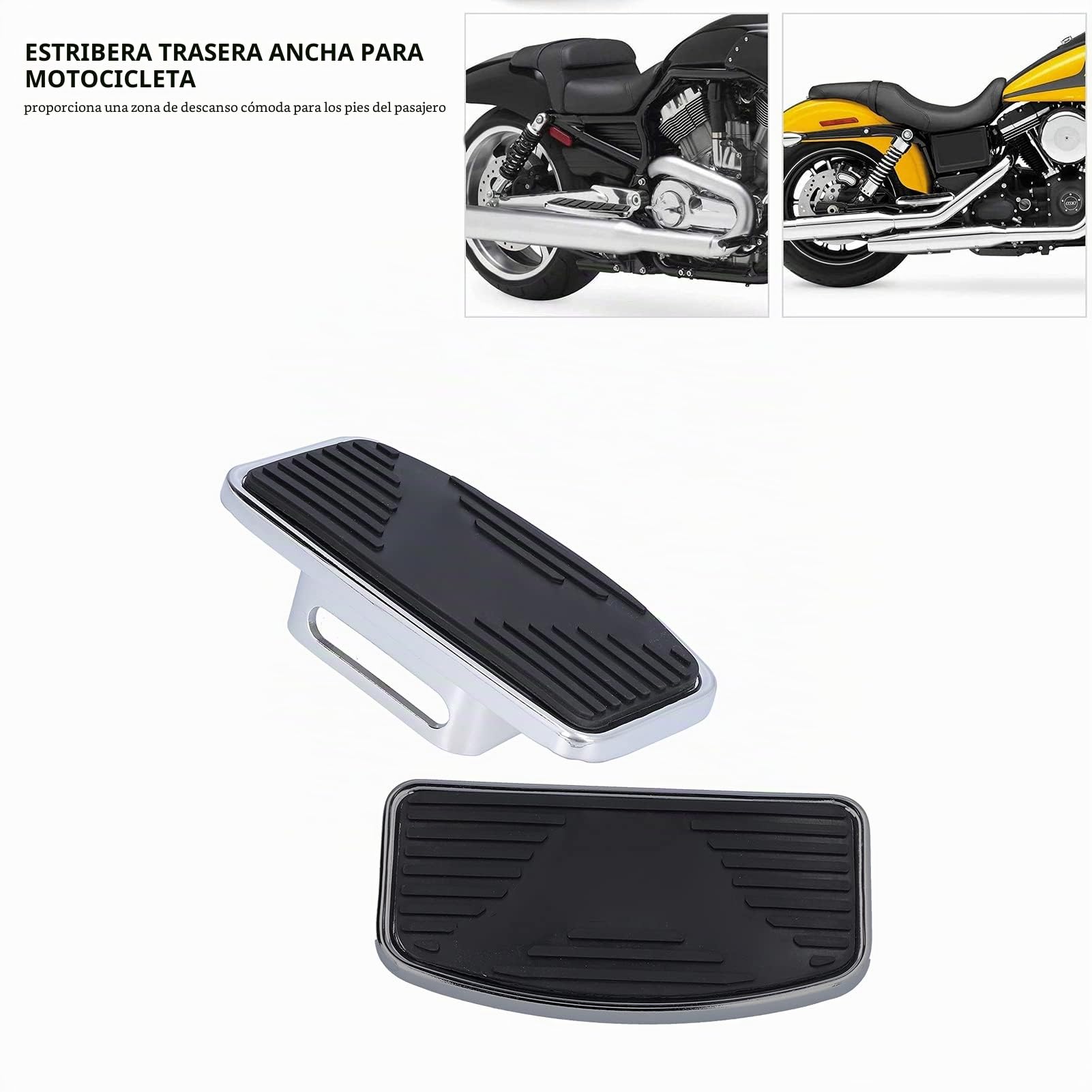Reposapiés de Motocicleta, 1 par de estribos de Pasajero Trasero Ajustables, reposapiés Anchos de Motocicleta