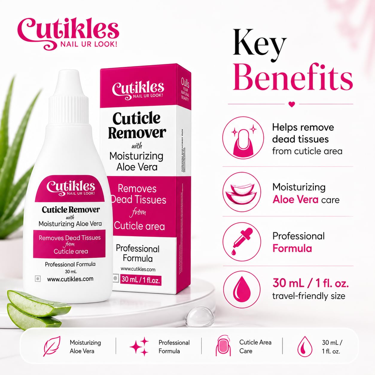 CUTIKLES Cuticle Remover Gel. Removes Dead & Overgrown Cuticles. Cuticle softener for nails, instant cuticle remover, No more painful cuticle pushing. Nail Care For Manicure Pedicure - 30ml. 1