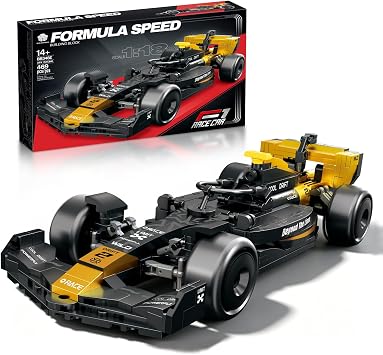 F1 Race Car Building Set, Formula 1 Racing Car Model Kit, Advanced Tech Building Blocks MOC Supercar Construction Toy, Ideal Collectible Display Gift for Adults & Teens Black Gold