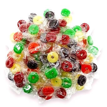 Five Flavor Fruit Candy 1 Pound Bag Cherry, Raspberry, Orange, Pineapple, Watermelon Hard Candy Approximately 75 Pieces