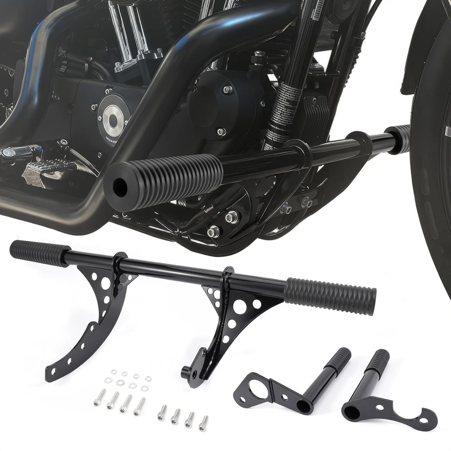 Highway Footpeg Engine Guard Crash Bar + Passenger Footpeg Crash Bar fit for Harely Heritage Classic FLHC FLHCS, Low Rider FXLR FXLRS FXLRST, Street Bob FXBB 107 FXBBS 114, Softail FXST