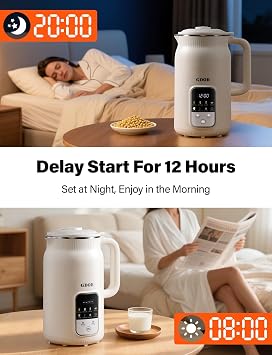 GDOR 35oz Nut Milk Maker, 9-in-1 Automatic Plant Milk Machine for Almond, Oat & Soy, Smoothies & Juice, 12 Stainless Steel Blades, Keep Warm, 12H Delay & Self-Clean