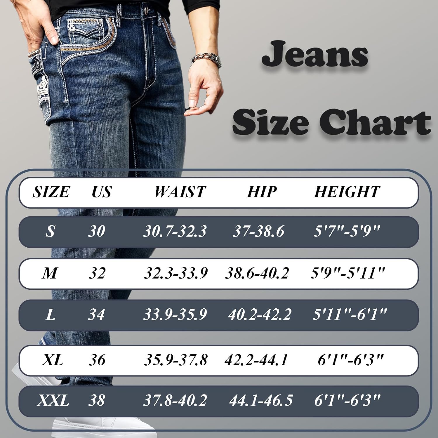 Men's Jeans - Embroidery Washed Crackle Design Jeans Relaxed Fit Stretch Casual Jeans Comfortable Classic Fit Jeans - Image 7