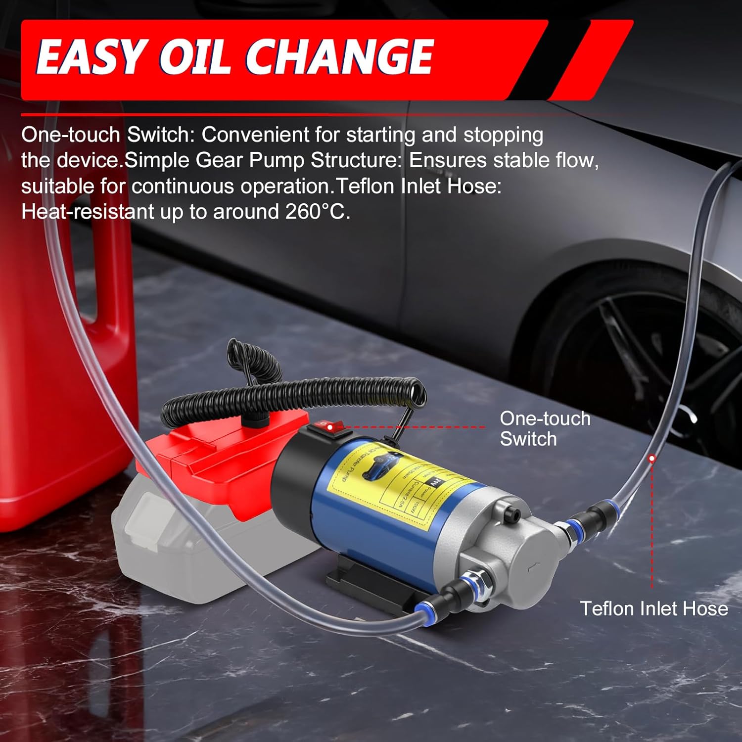 Oil Pump Compatible with Milwaukee 18V Battery(No Battery), 100W Oil Extractor Pump Oil Removal Pump for Oil Change, Electric Transfer Oil Pump with 2 Pipes for Cars Motorcycles RVs Boats