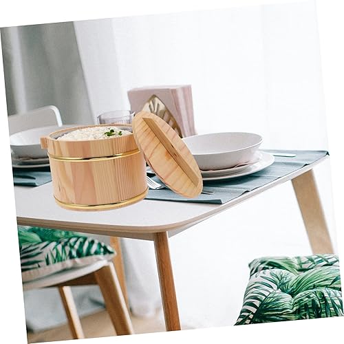 Miniatura 7 de UPKOCH 1 juego de barril de arroz barril de arroz al vapor cubo de arroz al vapor de sushi recipiente con tapa Dim Sum Cubo de madera de acero