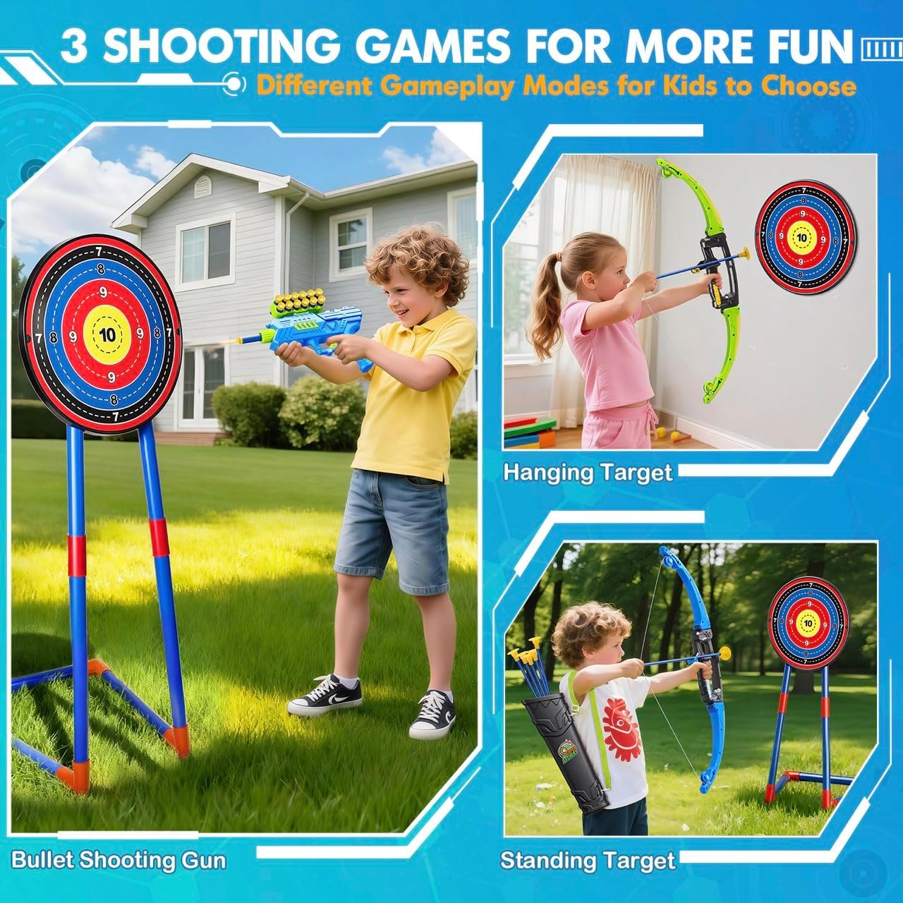 2 Pack Bow and Arrow Toy for 5 6 7 8 9 10+ Year Old Boys, Ideal Gift for Kids, Indoor Outdoor Shooting Game Toy for Ages 4-8 8-12, LED Light Up Archery Set with 12 Suction Cup Arrows