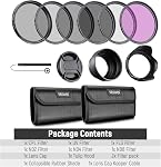 NEEWER 52mm Lens Filter Kit: UV, CPL, FLD, ND2, ND4, ND8, Lens Hood and Lens Cap Compatible with Canon Nikon Sony Panasonic DSLR Cameras with 52mm Lens