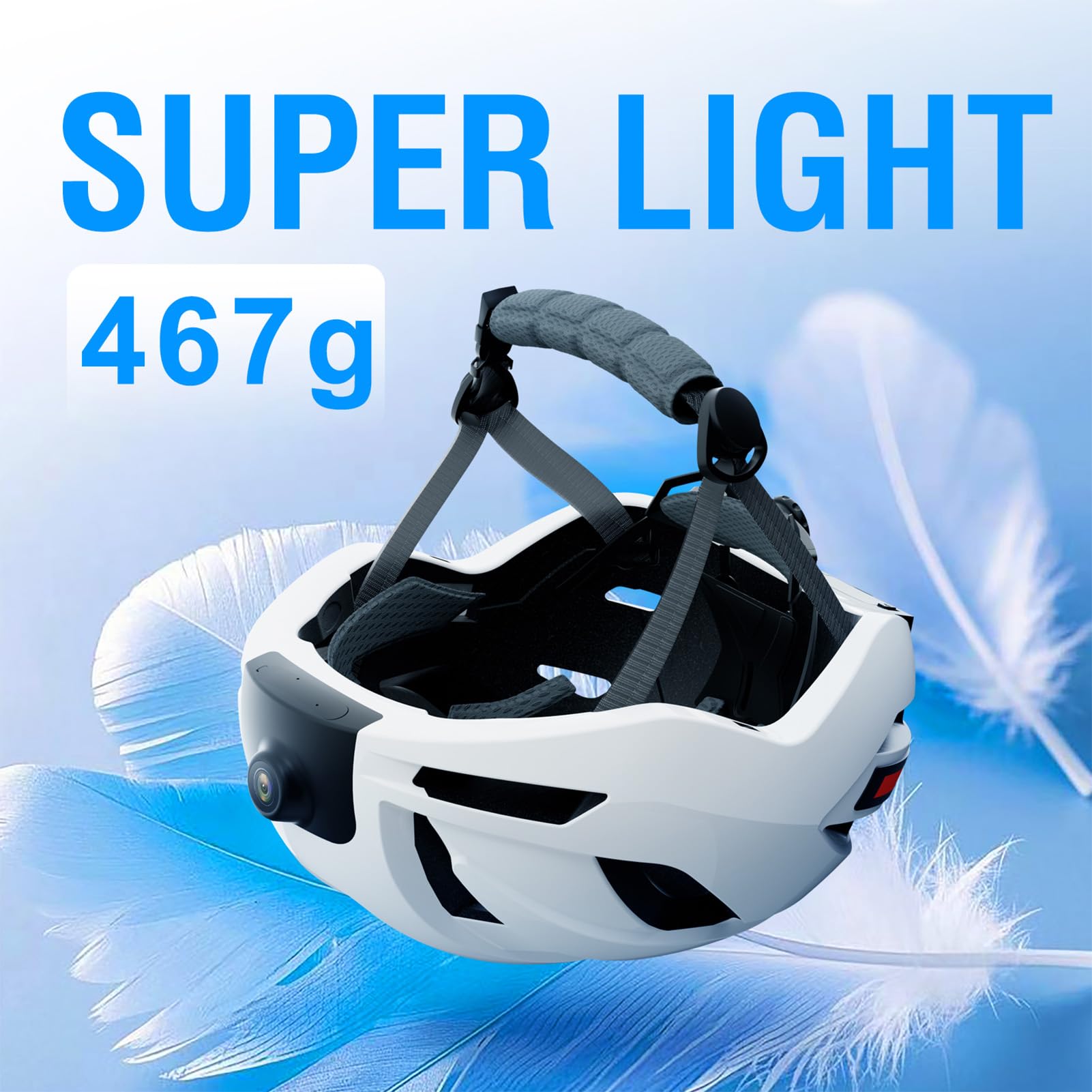 Luocute Casco de Bicicleta Inteligente, BT Habilitado con Cámara 1080P, Luces Intermitentes, Altavoces y Micrófono Integrados, para Adultos, Hombres y Mujeres, Seguridad en Ciclismo