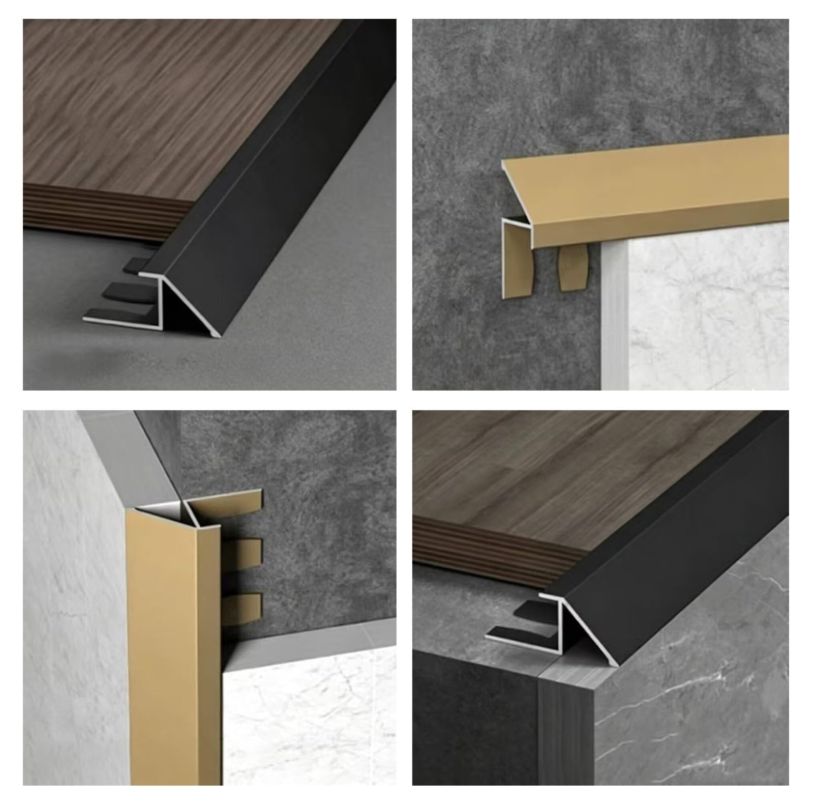 Perfil de Transición para Suelo Perfil de Transición Metálico para Suelos Irregulares, Separador de Umbral de Aluminio, Perfil de Remate para Transición de Madera a Baldosa(Gold)