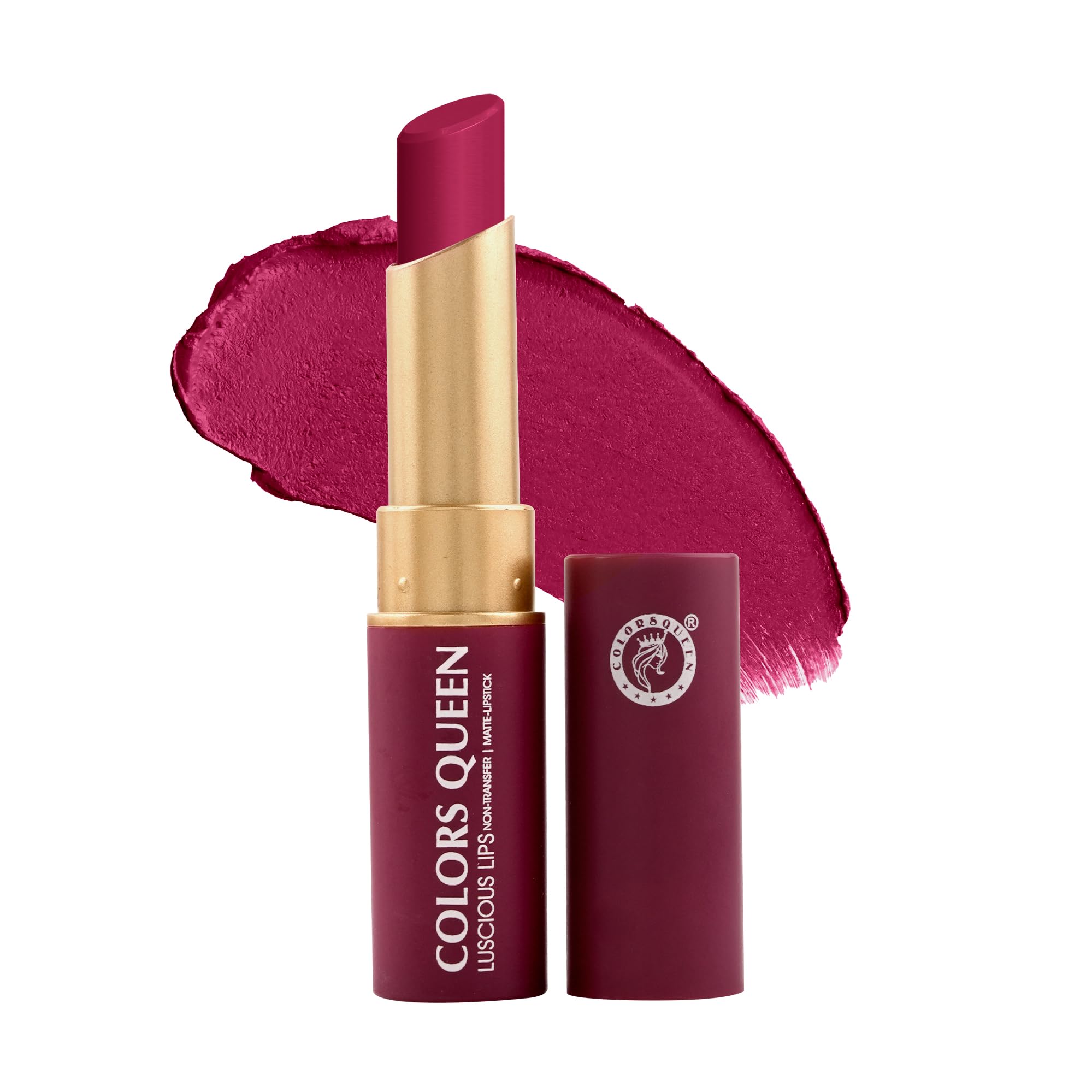 Colors Queen Luscious Lips - Non Transfer Creamy Matte Lipstick | Highly Pigmented with Smooth Application | Long Lasting Lipstick Waterproof | Smudge Proof Lipstick for Women (16 - Maple Magenta - 3.5g)-image-37