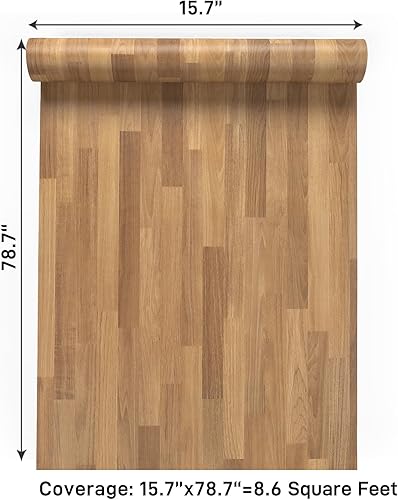 Miniatura 8 de VaryPaper Papel de contacto de bloque de carnicero de 15.7 x 78.7 pulgadas para encimeras, papel tapiz de madera impermeable, extraíble,