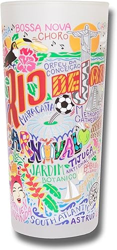 catstudio Vaso para beber Río de Janeiro Obra de arte inspirada en la geografía impresa en una taza esmerilada catstudio Vaso para beber Río de Janeiro Obra de arte inspirada en la geografía impresa en una taza esmerilada