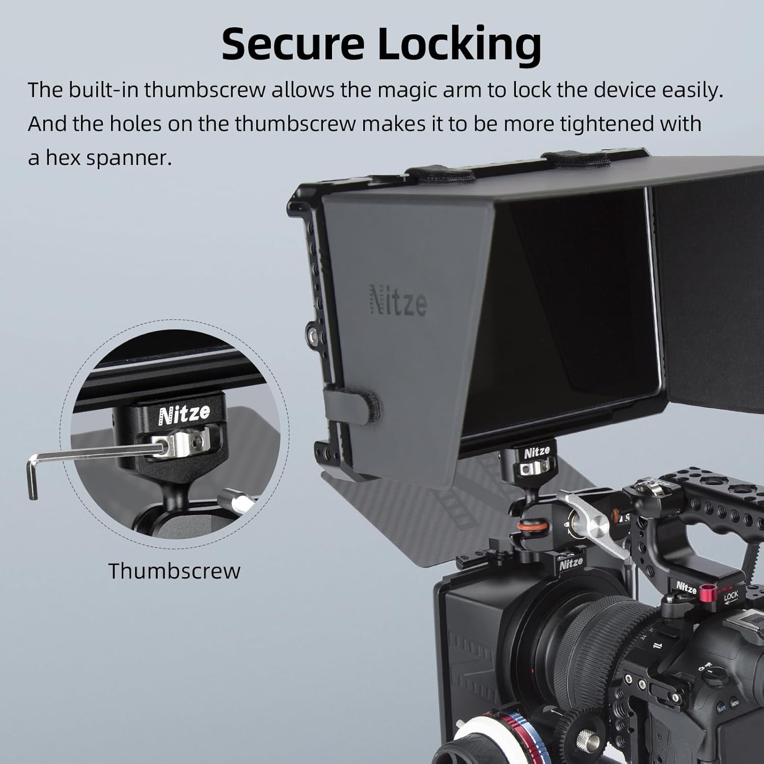 Nitze Camera Magic Arm with Double Ballheads (1/4" to 3/8" Screw with Retractable Locating Pins), Articulating Magic Arm Camera Mount Aluminum Alloy - N50-G2