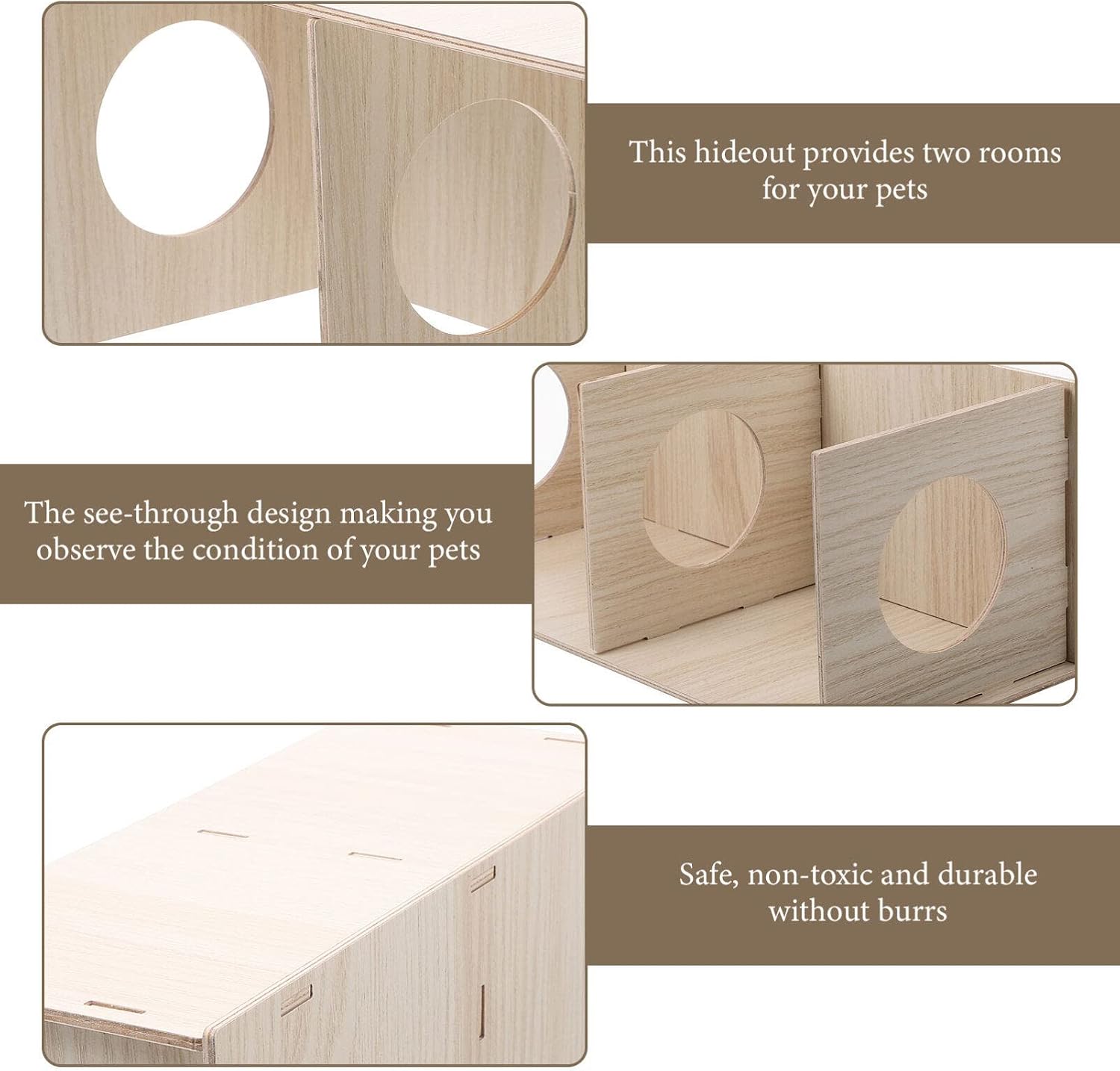 Baluue Wooden Hamster Cabin Hideout House Maze for Small Pets Sleep Play Hideout