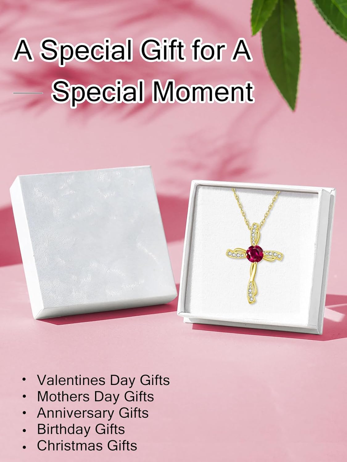 Birthstone Cross Necklace for Women 14K Gold Wedding Anniversary Birthday Gift for Wife Her Protection Christian Jewelry - Image 7