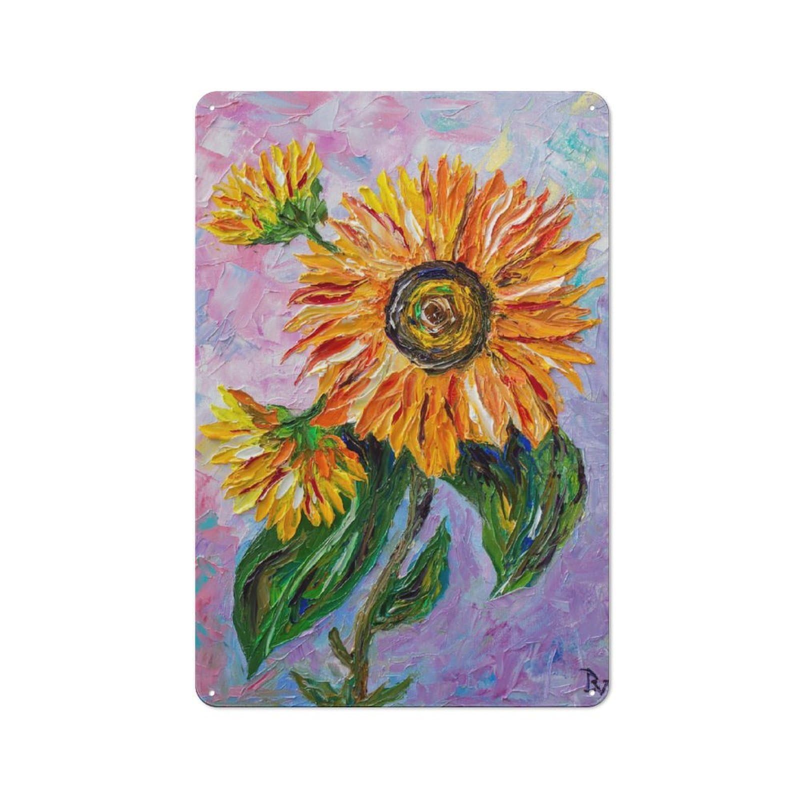 Junmoney Style-22 Vintage Tin Sign 30X20cm With Sunflower For Dining Room Or Kitchen, For Autumn Interiors With Vintage Character