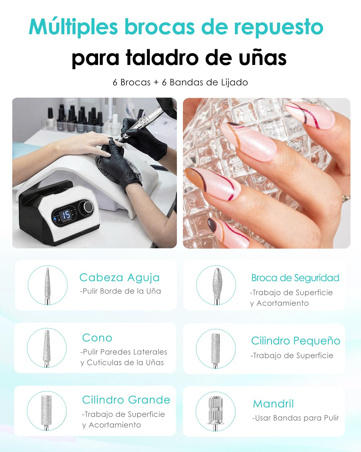 CozyZen Lima Eléctrica de Uñas Profesional 35000 RPM con Pedal | Máquina de Lijado de Uñas Enchufable con Pantalla LED, Control de Velocidad, 6 Fresas para Acrílico, Gel, Hogar y Salón