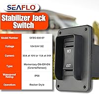 Vista 3 de SEAFLO Interruptor de balancín de potencia con interruptor de gato estabilizador, máximo 30 amperios, 12 V/24 V, extensión retráctil, arnés