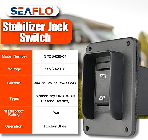 Miniatura 3 de SEAFLO Interruptor de balancín de potencia con interruptor de gato estabilizador, máximo 30 amperios, 12 V24 V, extensión retráctil, arnés de cables