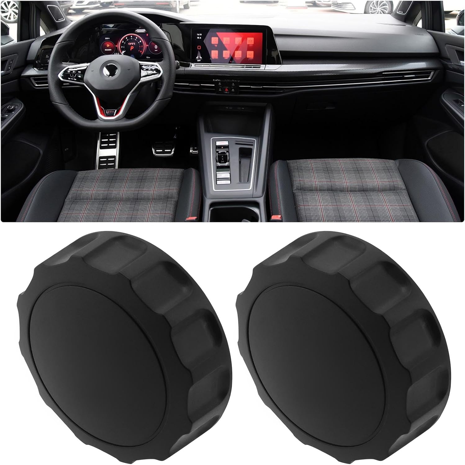 2pcs Black Seat Recline Knobs, Compatible with GOLF, JETTA, LUPO, PASSAT, POLO, TRANSPORTER, VENTO, Universal Fit, Plastic, Seat Adjustment Knob