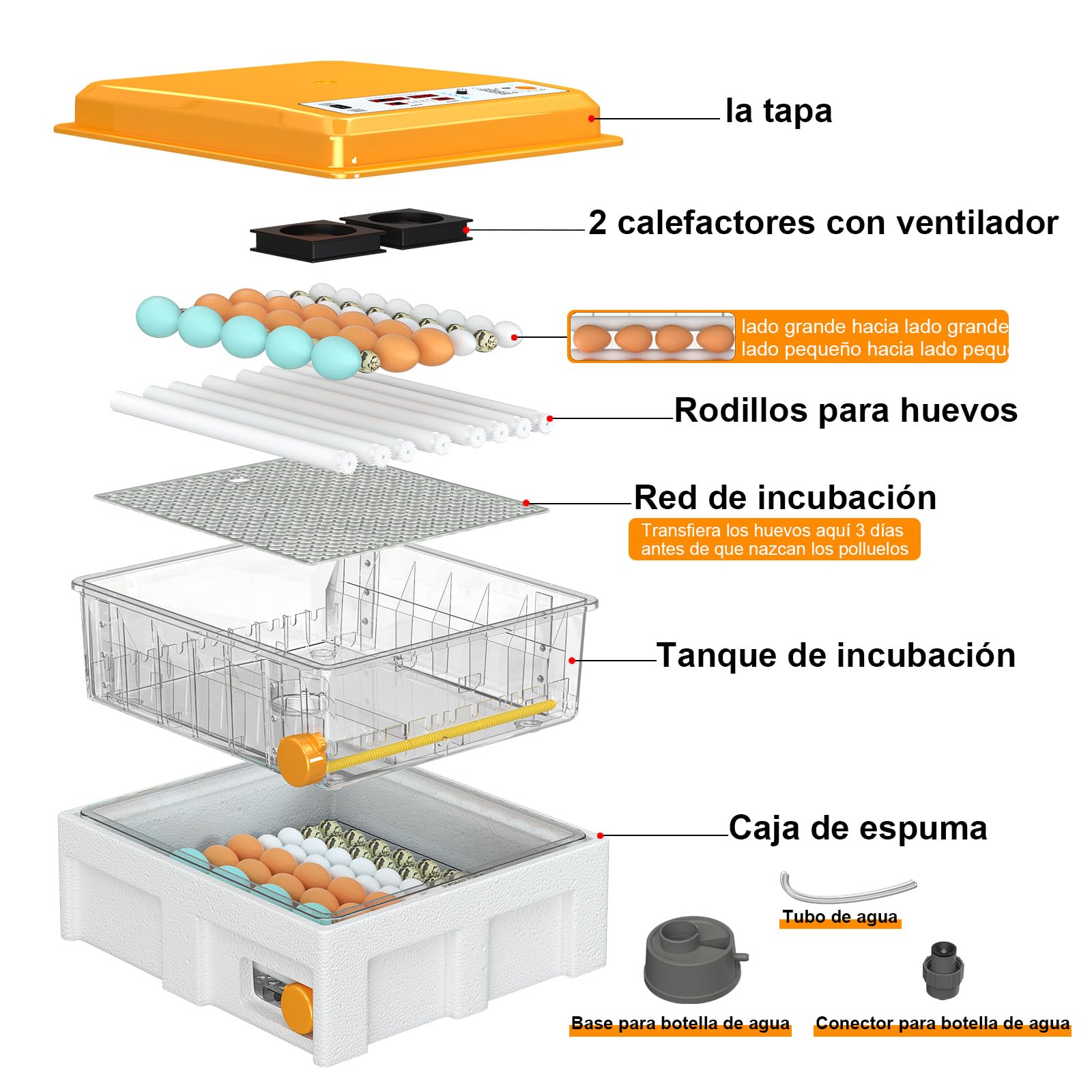 Incubadora Huevos Gallina para 120 Huevos, Incubadora con Volteo Automático y Monitor de Humedad, Control de Temperatura, 5 Modos de Incubación Automáticos y Registro de Días de Incubación