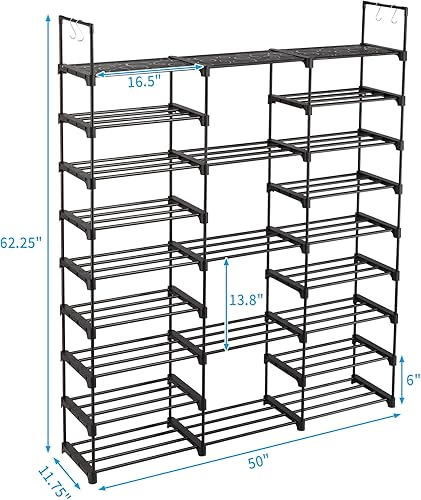 Miniatura 3 de Zapatero alto de 10 niveles  Organizador de zapatos independiente  Organizador de armario de metal y tela no tejida  Soporte apilable para zapatos