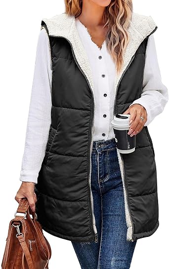 Outerwear Winter Vest Womens Vest Hooded Sleeveless Autumn Winter Jacket Zipper Sleeveless Jacket