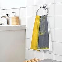 Vista 7 de Hand Towels for Bathroom,Set of 2,Grey and Yellow Abstract Art Painting,Soft Absorbent Small Bath Towel Kitchen Dish Guest Towel Home Decor