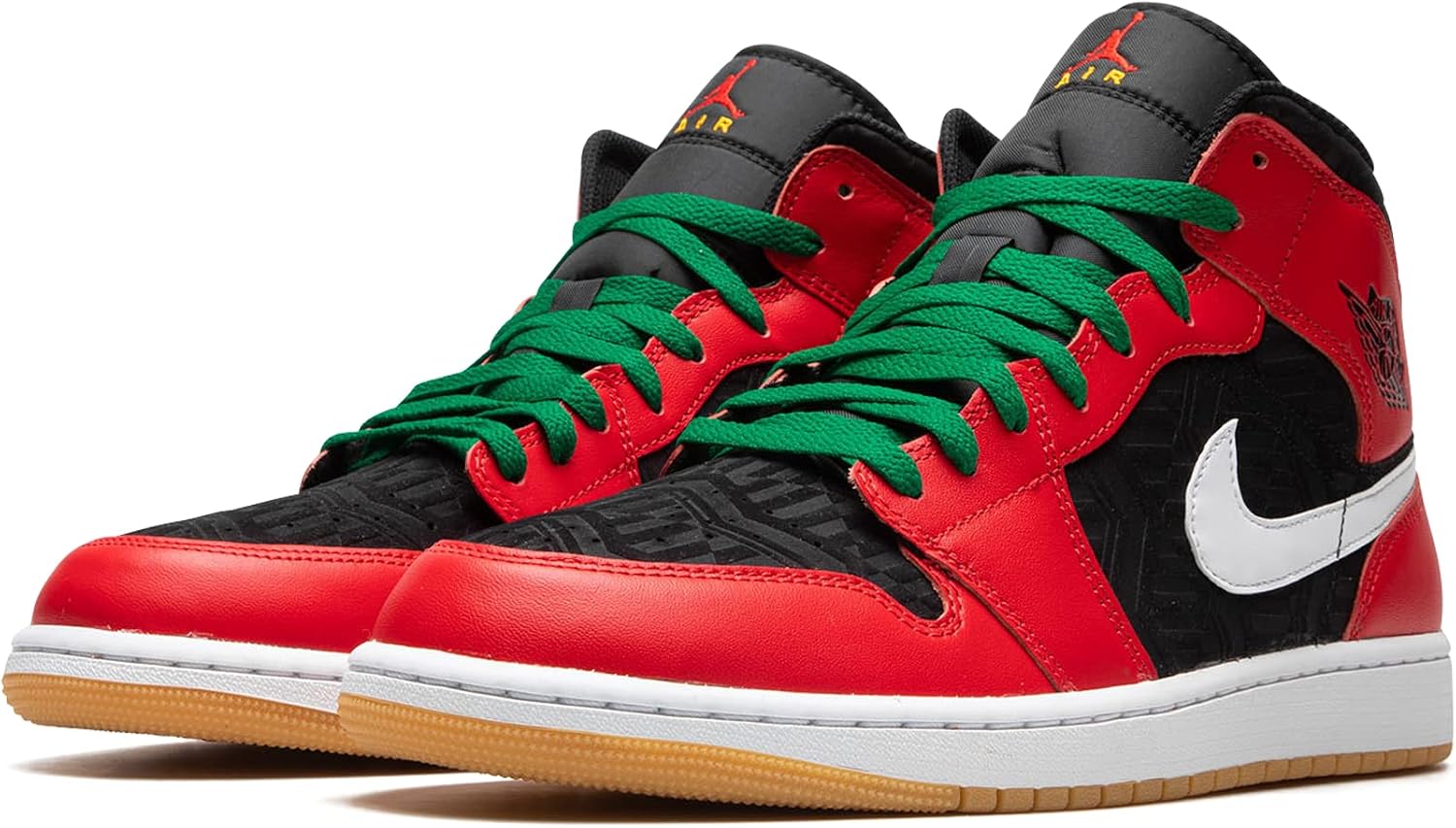 Black & Fire Red Nike Air Jordan 1 Mid SE with White & Malachite Accents