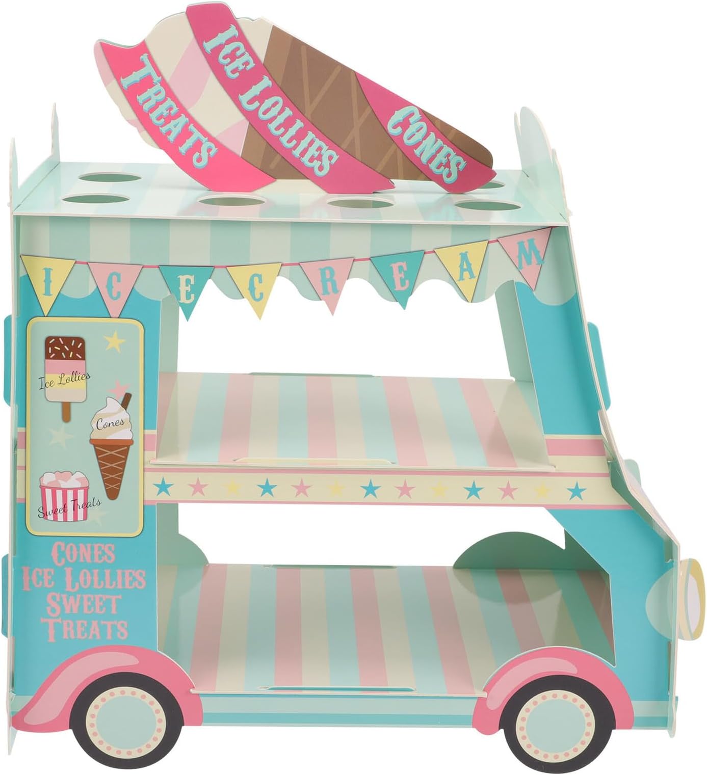Ice Cream Truck Cake Stand 37x20x34cm DIY Paper Cupcake Holder Party Cake Tray Wedding Birthday Dessert Display Rack