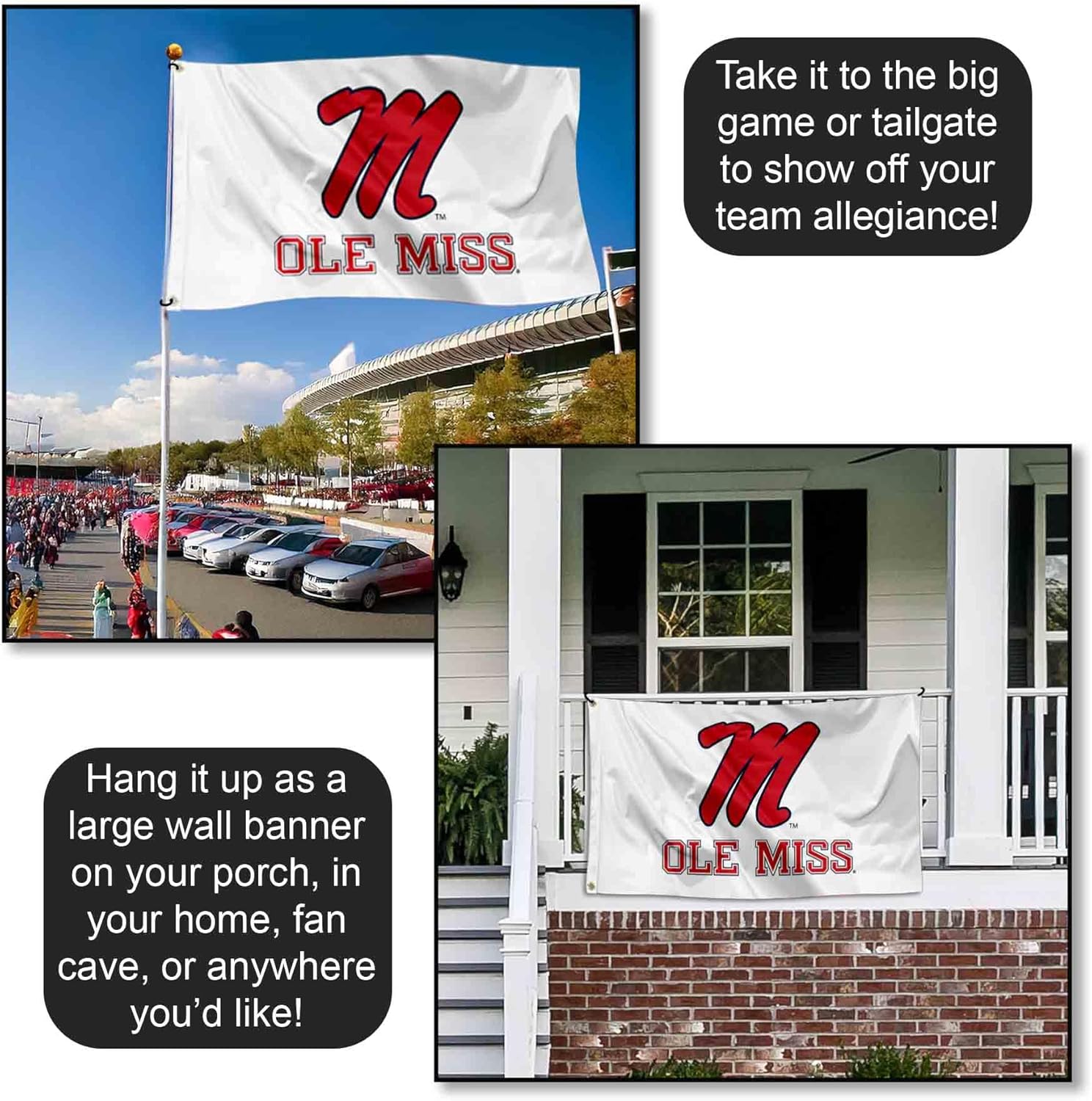 University of Mississippi White Banner Flag - Image 4