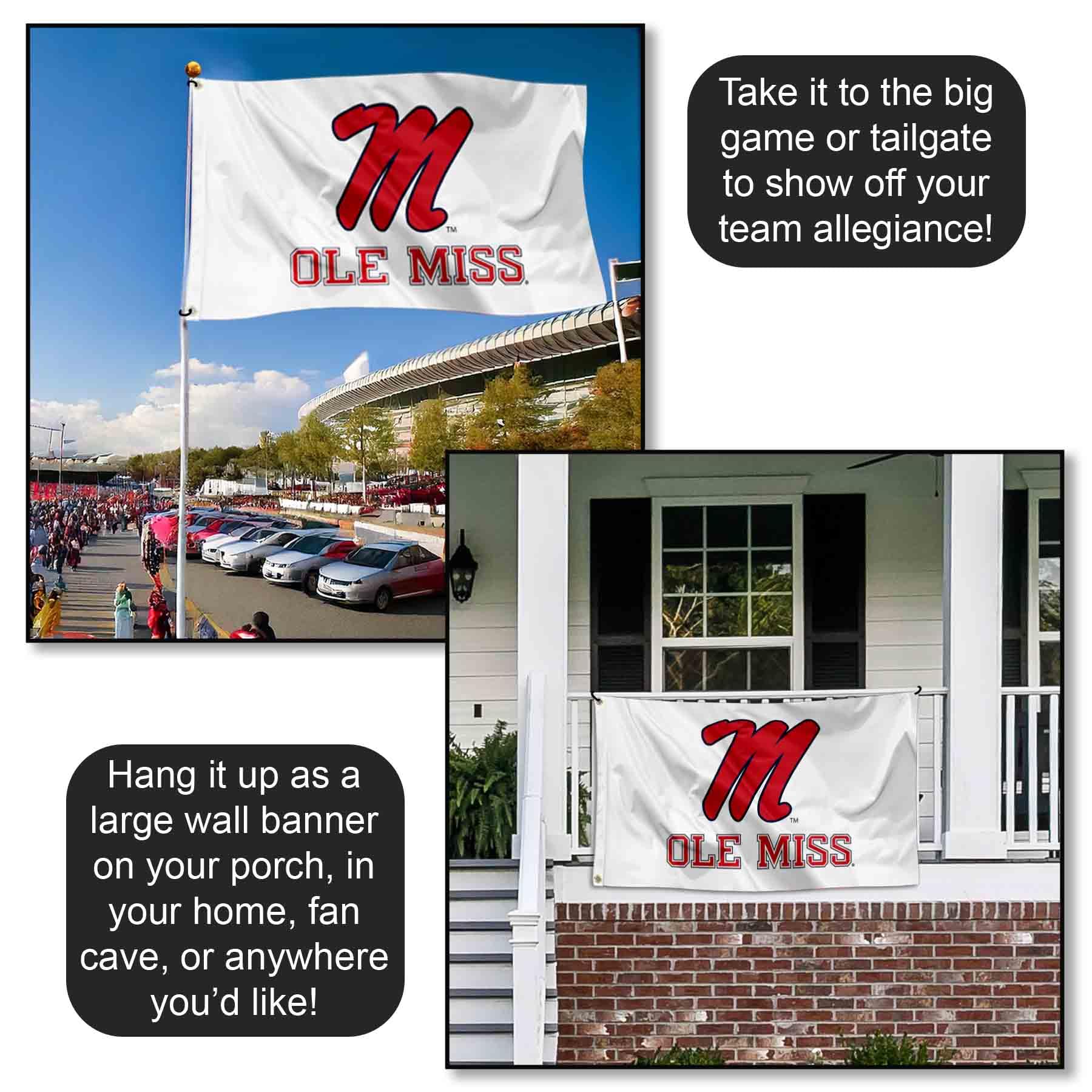 Mississippi Ole Miss Blue Eckflagge – 90 X 150 Cm | Offiziell Lizenziert | Aus Strapazierfähigem Polyester | Mit 2 Ösen Für Mast Oder Wand