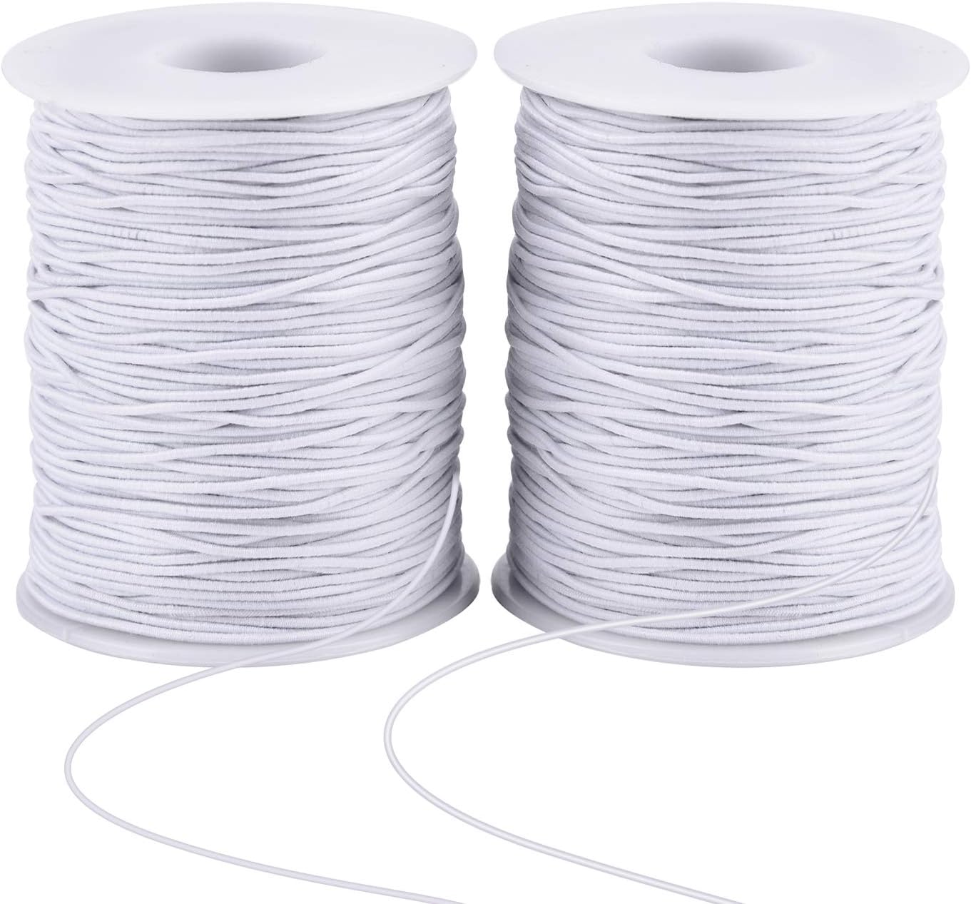 Stretchy Bracelet String 2 Rolls 1mm Elastic Cord Sturdy Elastic Beading Cord 200 Yards Stretchy String for Bracelet Jewelry Making Necklaces Beading, White