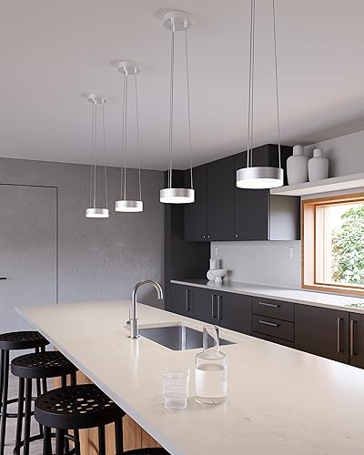 Miniatura 7 de Sonneman Modern Lighting 2311.16 Corona - Lámpara colgante LED con anillo de 1 luz para isla de cocina o comedor con cubierta acrílica, cable