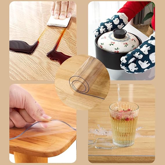 Clear PVC Table Protector, 1.5mm Thick Rectangular Plastic Desk Pad Mat, Easy Clean Vinyl Table Top Protector for Writing Desk, Dining Table(Size:80CM*140CM,Color:1.5MM)