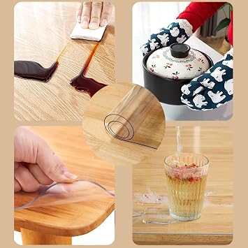 Clear PVC Table Protector, 1.5mm Thick Rectangular Plastic Desk Pad Mat, Easy Clean Vinyl Table Top Protector for Writing Desk, Dining Table(Size:80CM*140CM,Color:1.5MM)