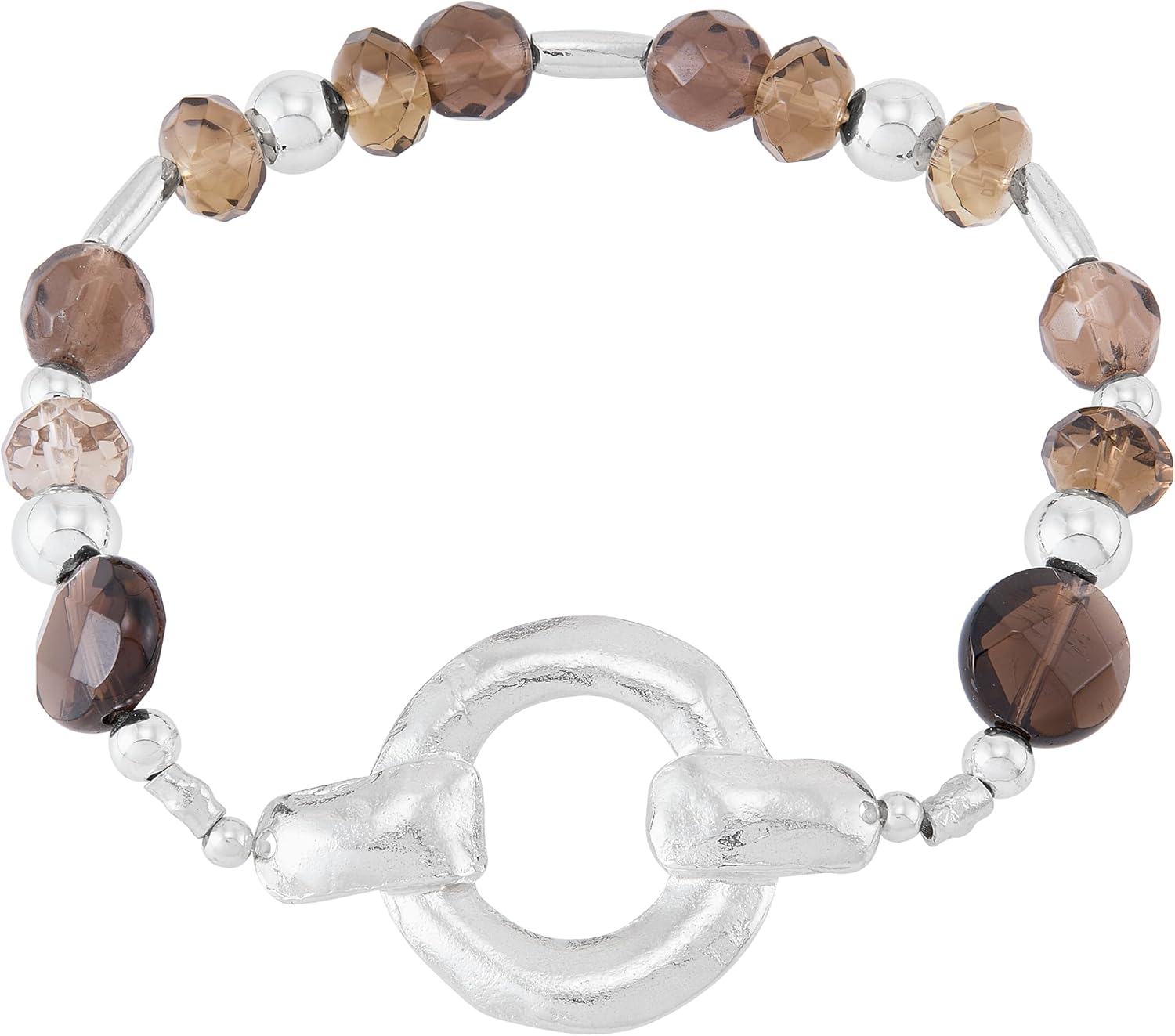 Silpada 'Desert Sun' Sterling Silver Smoky Quartz and Hematite Stretch Bracelet, 6.75"