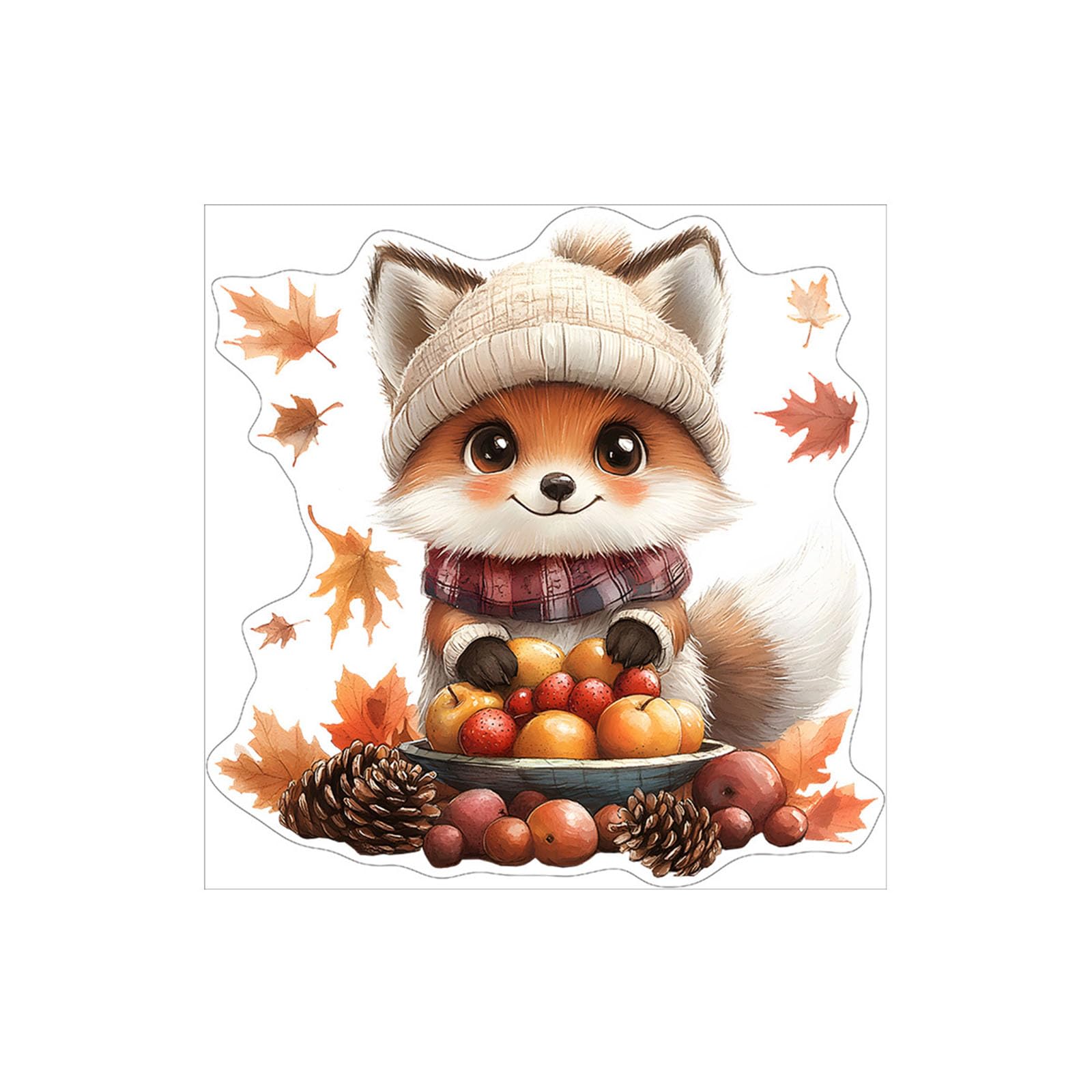 Tsophreniq Seasonal Animal Statics Cling Decal Adhesive PVC Sticker Fall Harvest Holiday Decorations for Glass Window and Door Statics Adhesive Sticker