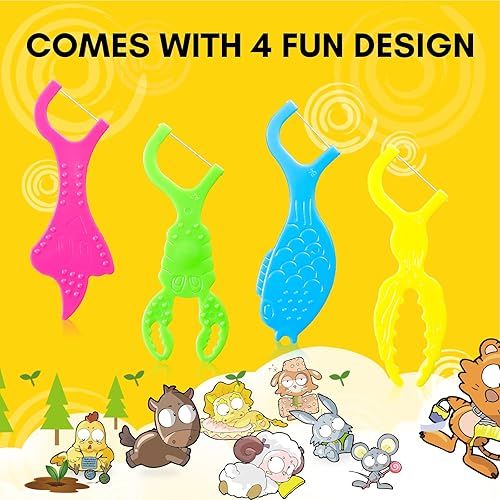 Miniatura 39 de FAMILIFE Floss Picks, 120 Pcs Kid's Dental Floss Cleaner Without Fluoride, Tooth Pick Flossers with 4 Travel Handy Cases, Helps to Fight Tooth Decay