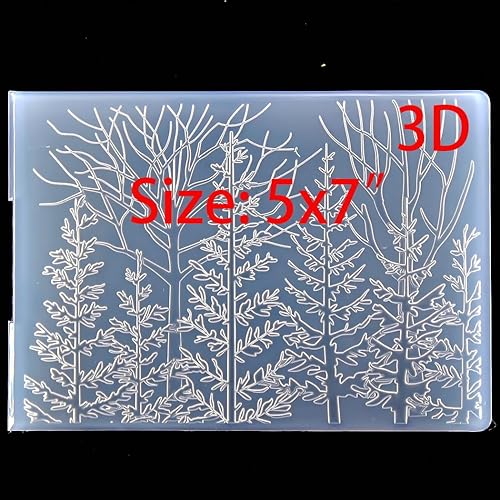 Miniatura 2 de Kwan Crafts Carpetas en relieve de plástico con fondo de bosque de árbol 3D para hacer tarjetas, álbumes de recortes y otras manualidades de papel