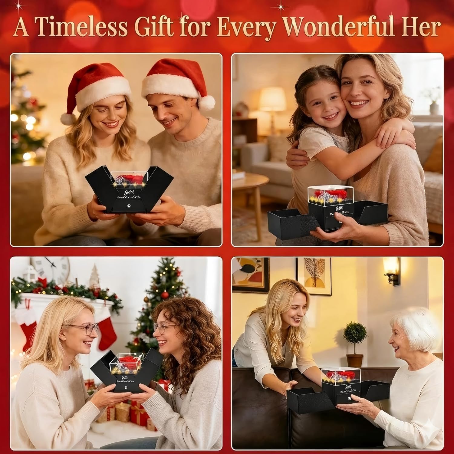 2 Preserved Rose Gift for Women - Eternal Rose with I Love You Necklace - Romantic Birthday Gifts for Girlfriend Mom Her Wife Grandma on Valentines Mothers Day Anniversary Christmas-Red - Image 7