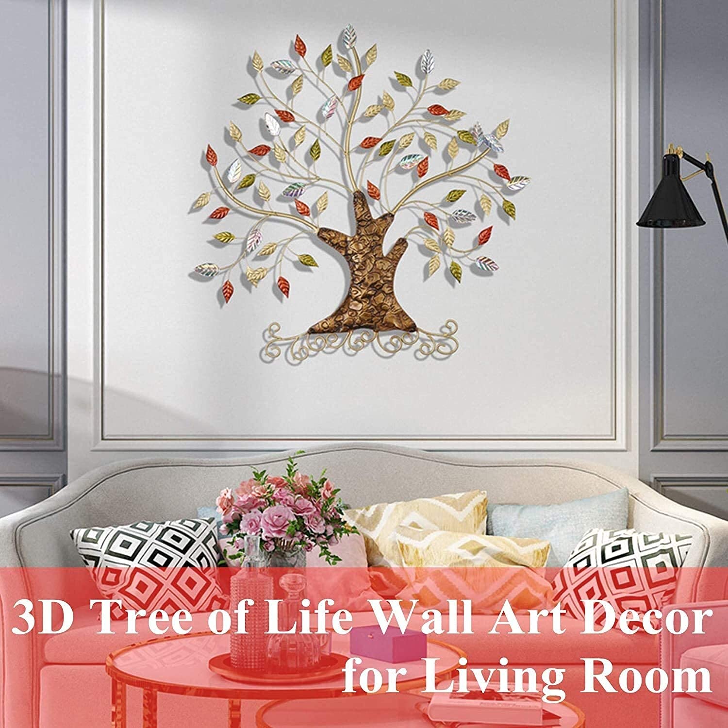 Decorazioni Albero Albero Della Vita Metallico 55x66cm - Decorazione Parete Con Colibrì - 5