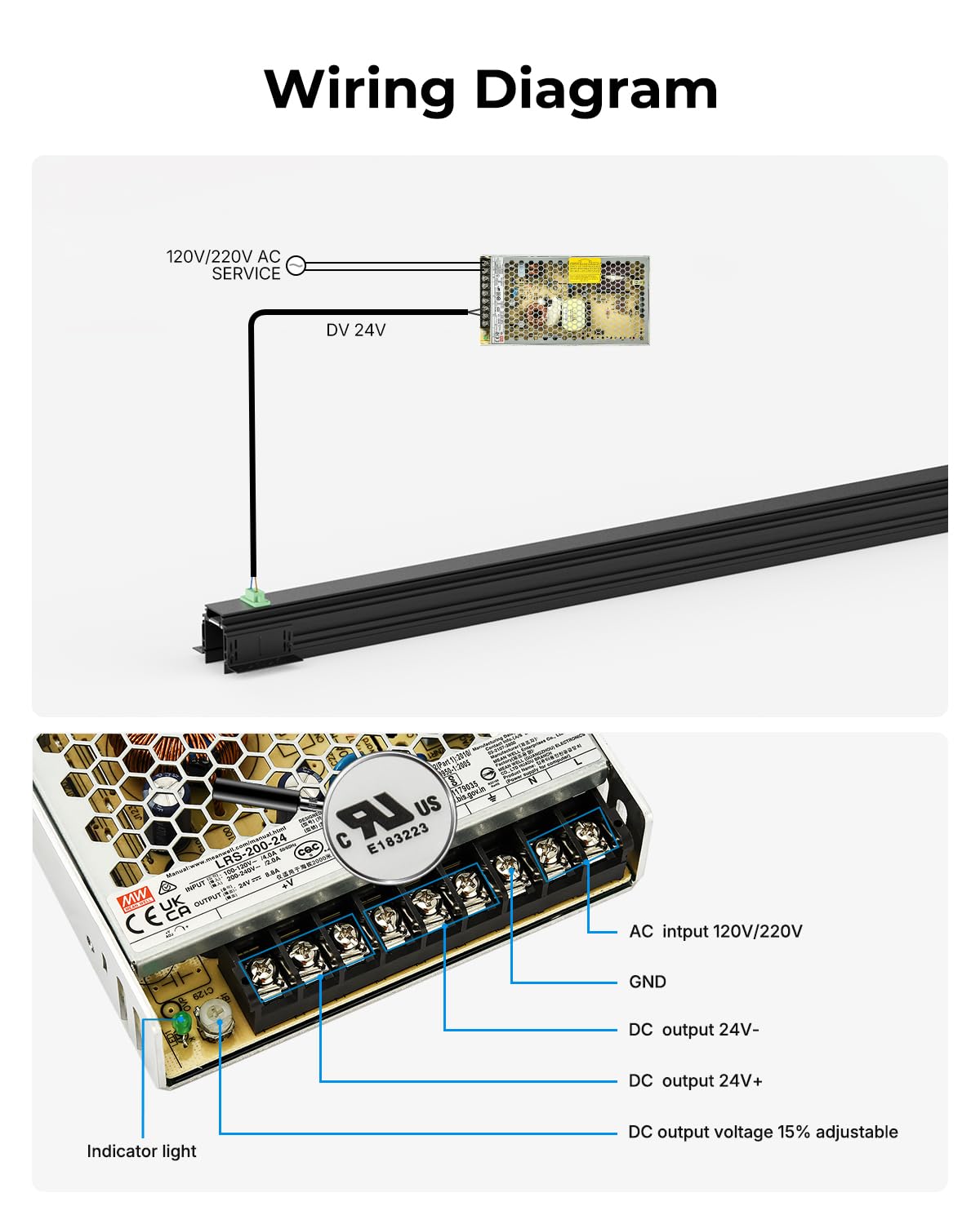SCON 24V DC 200W LED Power Driver for Track Lighting System, Non-dimmable Supply Transformer Converter Adaptor for LED Lights (Driver A)