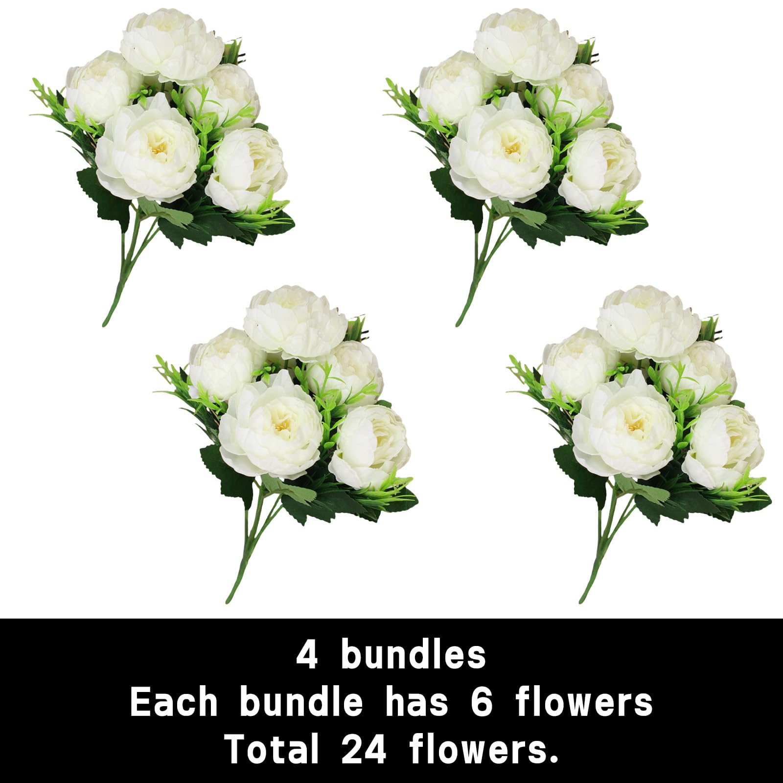 astylishome Faux Flowers 24 Bunches Artificial Peony Flower Outdoor Real Touch for Wedding Home Table Party Window Decoration DIY Floral Arrangements Decor 0808 - Image 2