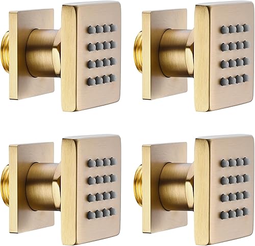 Rociador de cuerpo de ducha, 4 piezas, cuerpo de ducha cuadrado, chorro, cabeza de latón, spa, masaje, cuerpo de ducha lateral, chorros de